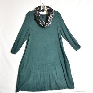 ABG Dress Hunter Green With Neck Scarf Size Medium